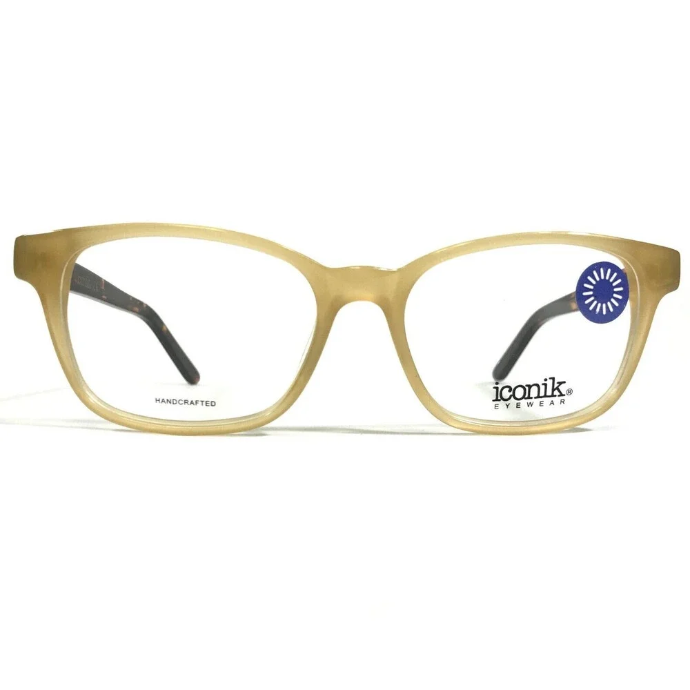 Iconik Eyeglasses Frames Jade C03 Yellow Tortoise Square Horn Rim 53-17-143